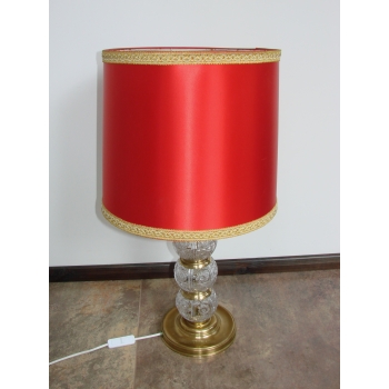 Szklana lampa stołowa retro z abażurem